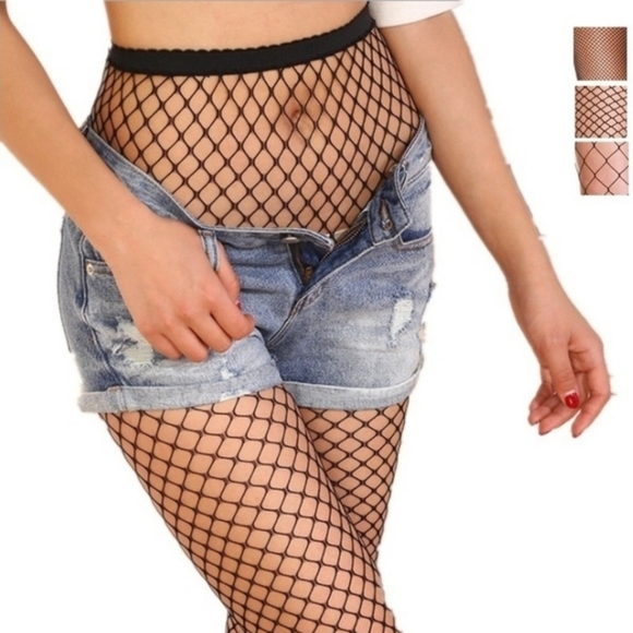 Blk Fish Net Tights Goth Punk Gift - Picture 2 of 4